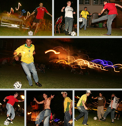 Nächtliches Fußballspielen am Kölner Rheinufer; Rechte: WDR/Domke