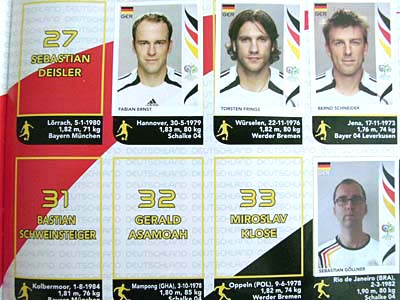 Seite deutsches Team im Panini-Album, Foto: Göllner/sport.ARD.de