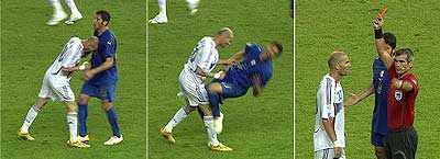 Zidanes Kopfstoß; Foto: dpa